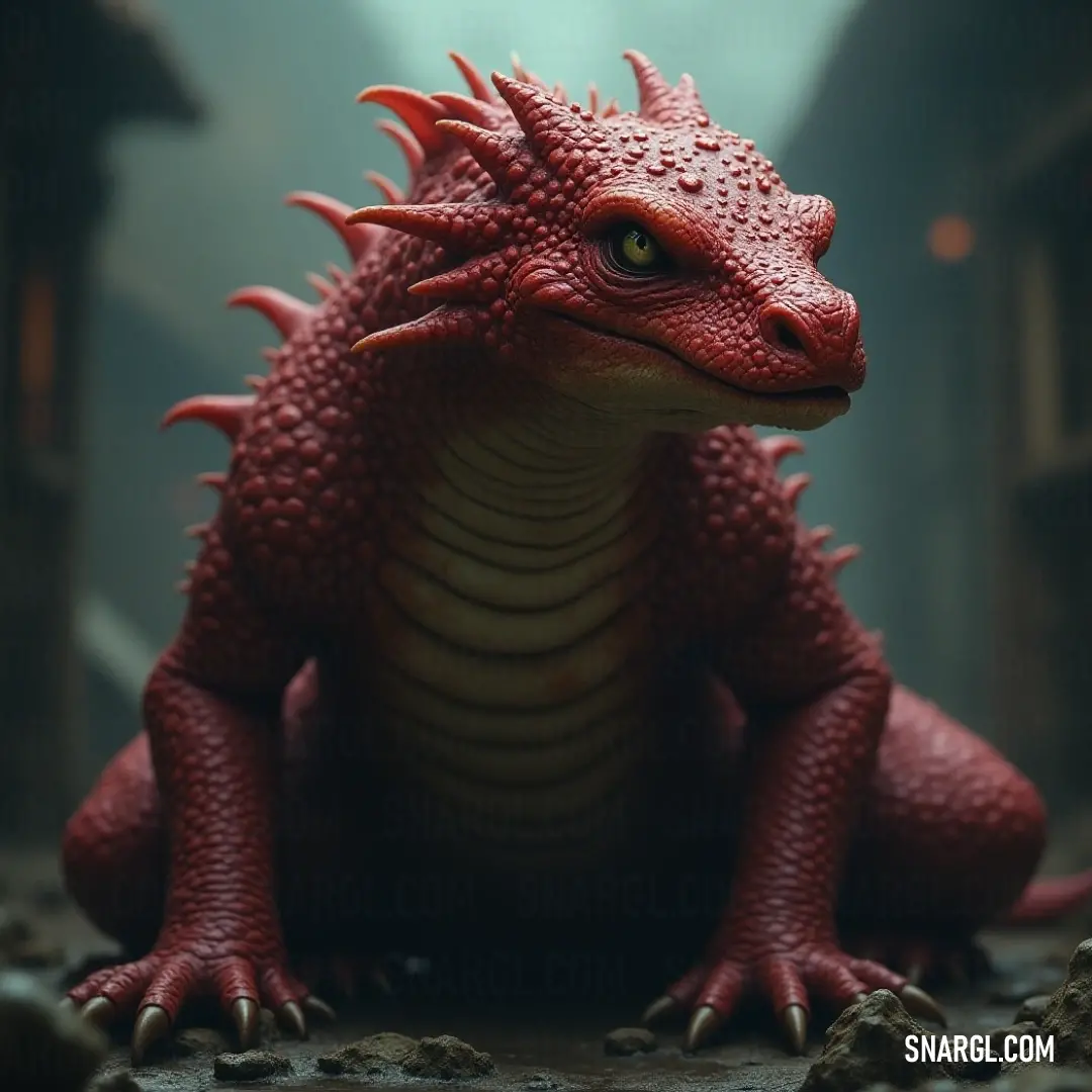 The Red Volcanic Wyrm exudes an air of mystery as it stands in a darkened room, a single beam of light accentuating its commanding presence and the intricate details of its fierce visage. In a shadowy room, a striking red Volcanic Wyrm statue stands proudly on a rock, a spotlight illuminating its majestic head, creating an aura of mystery and power that captivates all who gaze upon it.