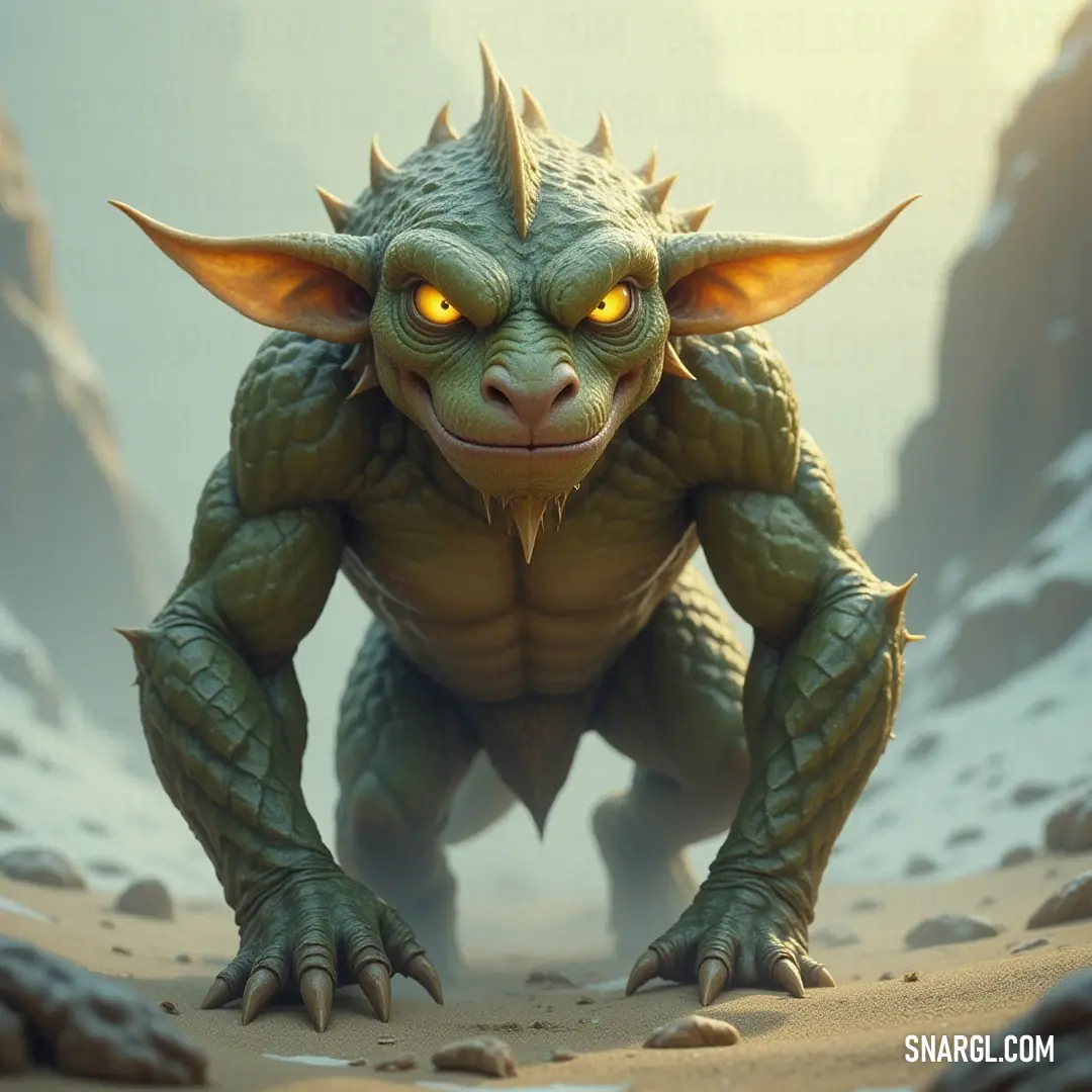 A fierce Vrax with mesmerizing yellow eyes and jagged claws appears to emerge from the shadows, exuding a captivating energy that hints at a powerful being of nature, ready to unfold its tale.