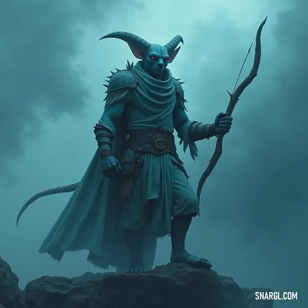 Vren, in a vibrant costume, draws a bow and arrow while perched on a rock, surrounded by a mystical fog. Vren, donned in a striking costume, prepares for action atop a fog-shrouded rock, bow and arrow poised against an ethereal backdrop that blurs the line between the earthly realm and the mysterious skies above.