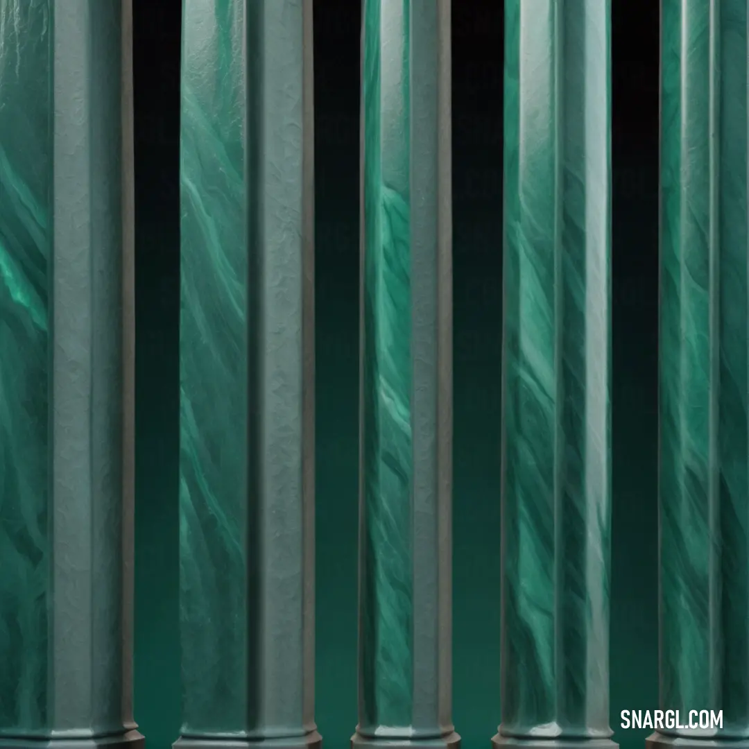Green marble column with a marble clock on top of it's side. Color Warm black.