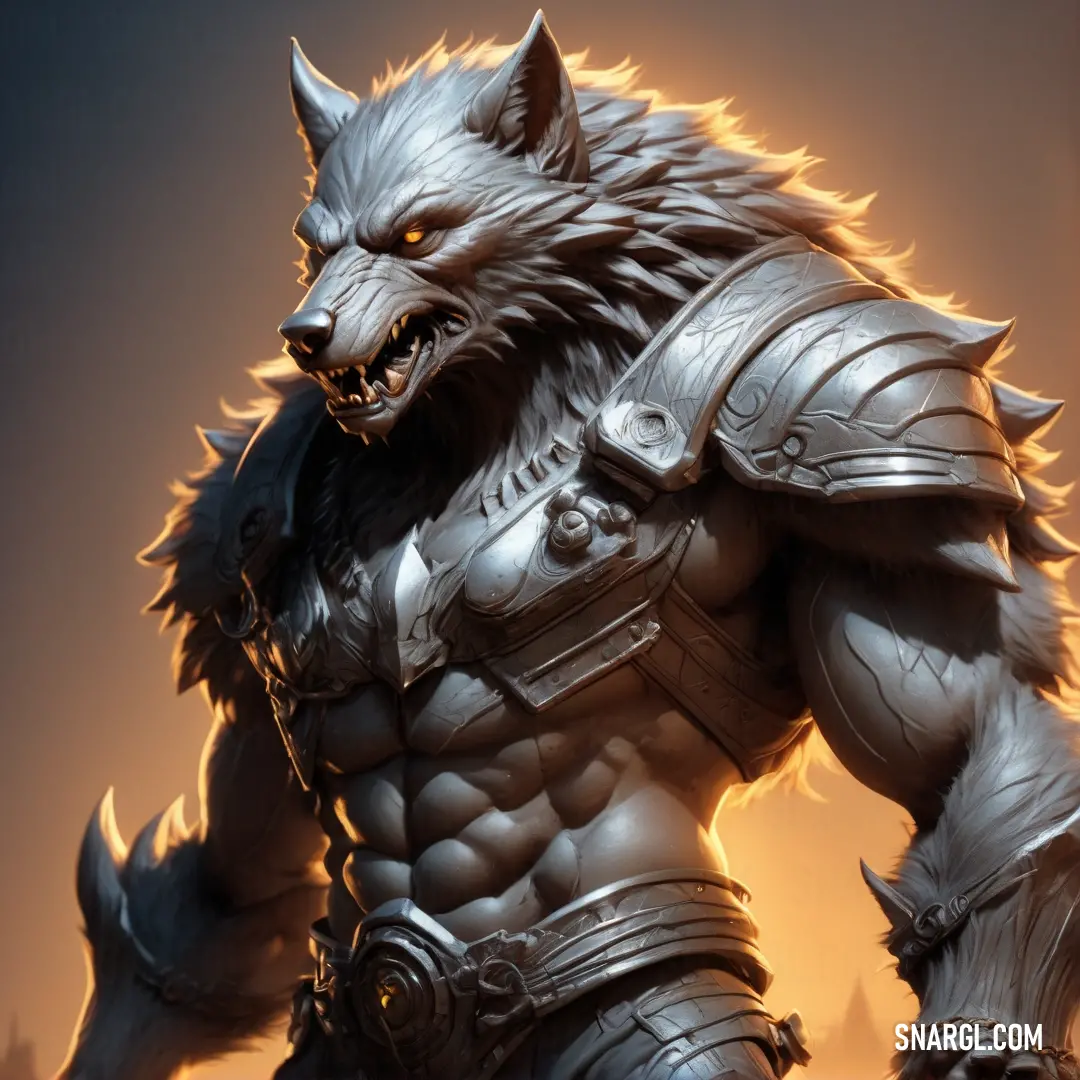 Werewolf from a game with a wolf like costume and a sword in his hand