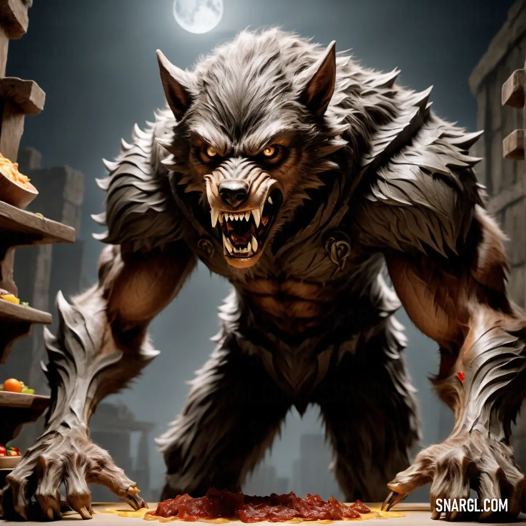 Demonic looking Werewolf with a knife in his hand