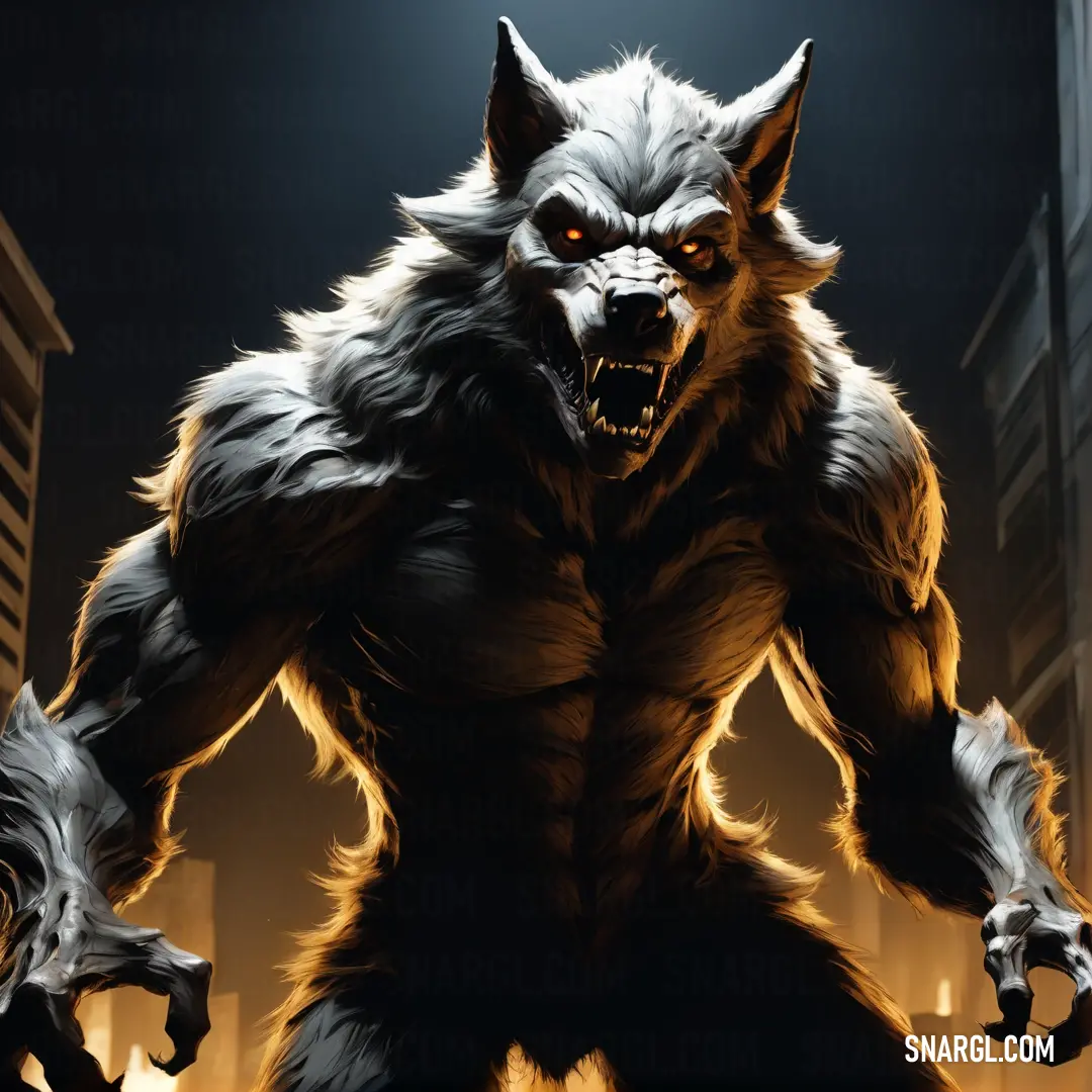 Furry Werewolf with a large grin of teeth and claws on his face