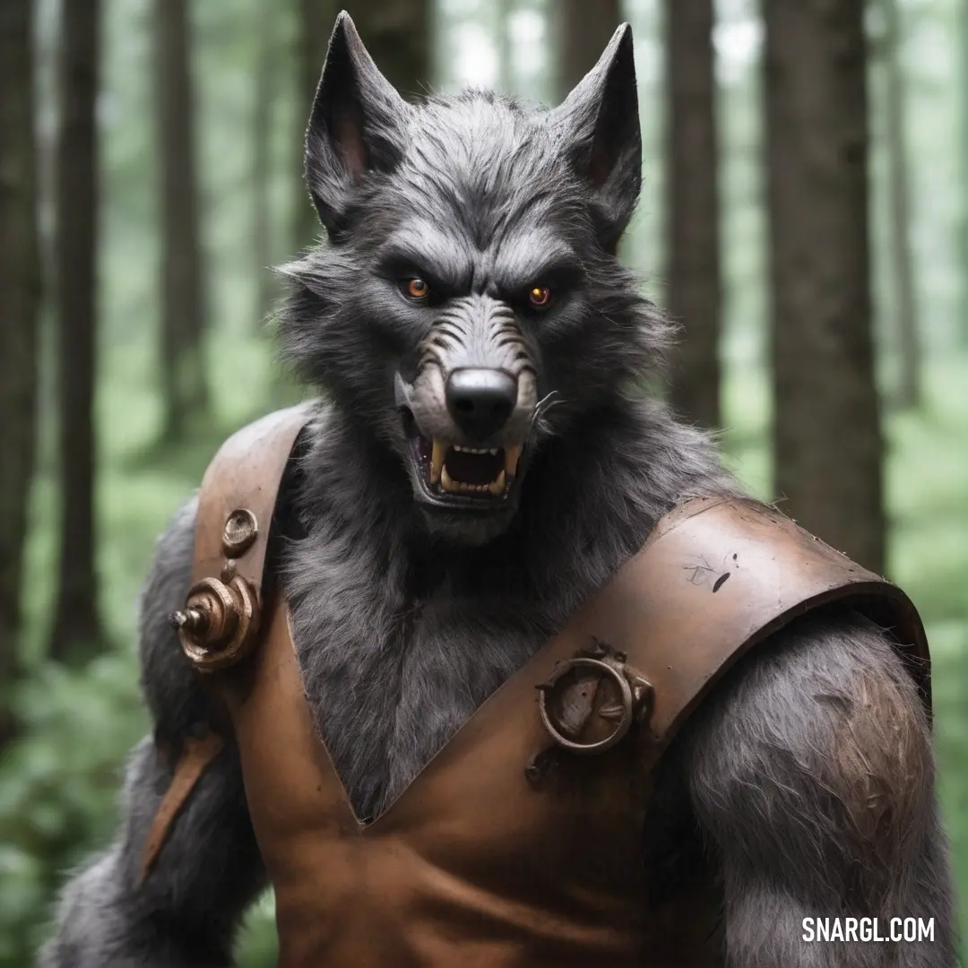 Wolf male Werewolf in a leather outfit with a wolf mask on his face