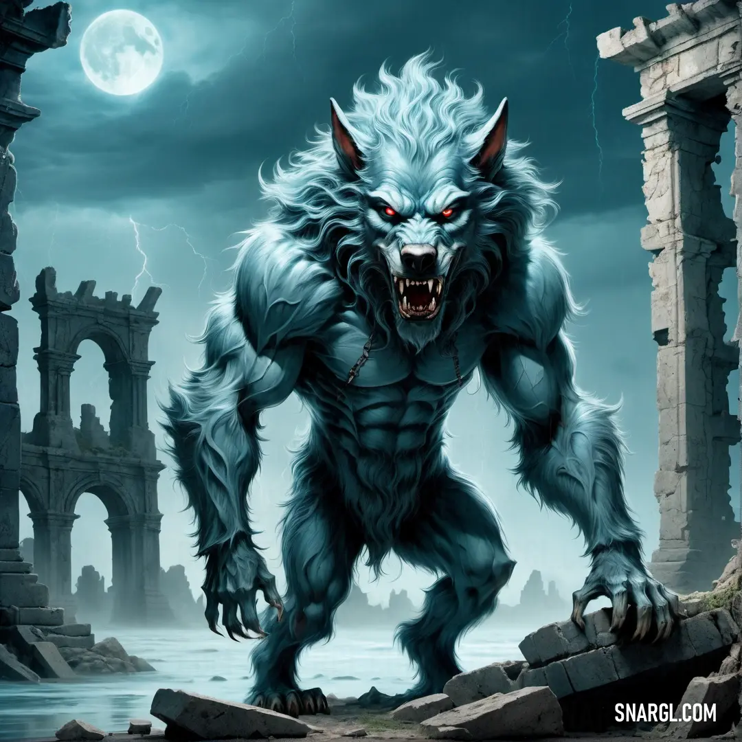 Wolf with a menacing look on his face and claws