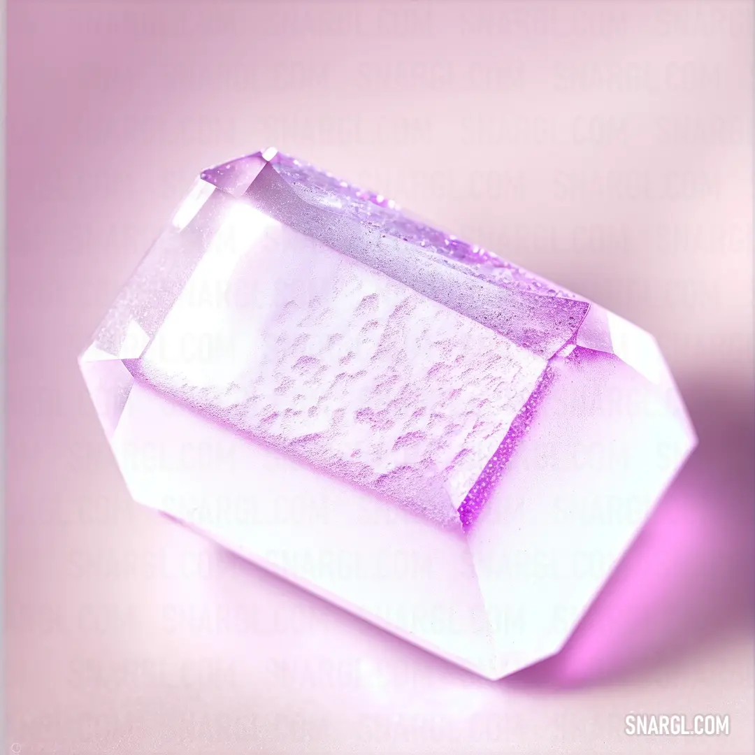 White box with a purple substance inside of it on a table top with a pink background and a light reflection