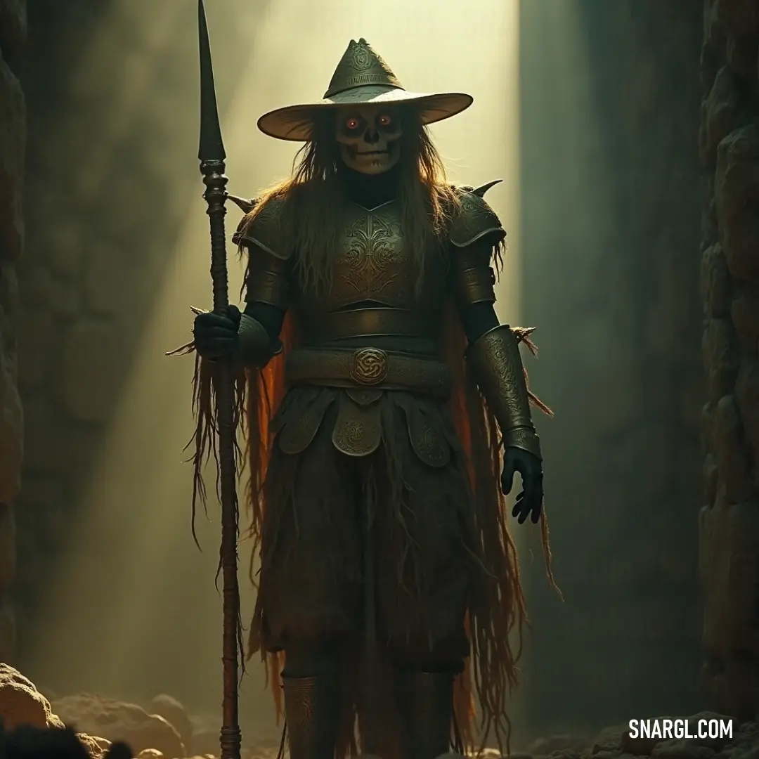 Wilfred in costume holding a sword in a cave, illuminated by light streaming through doorways. Wilfred, clad in a dramatic costume, stands at the threshold of a cave, holding a sword aloft. The sunlight pours through the openings, illuminating his determined expression and casting dramatic shadows that evoke a sense of adventure.