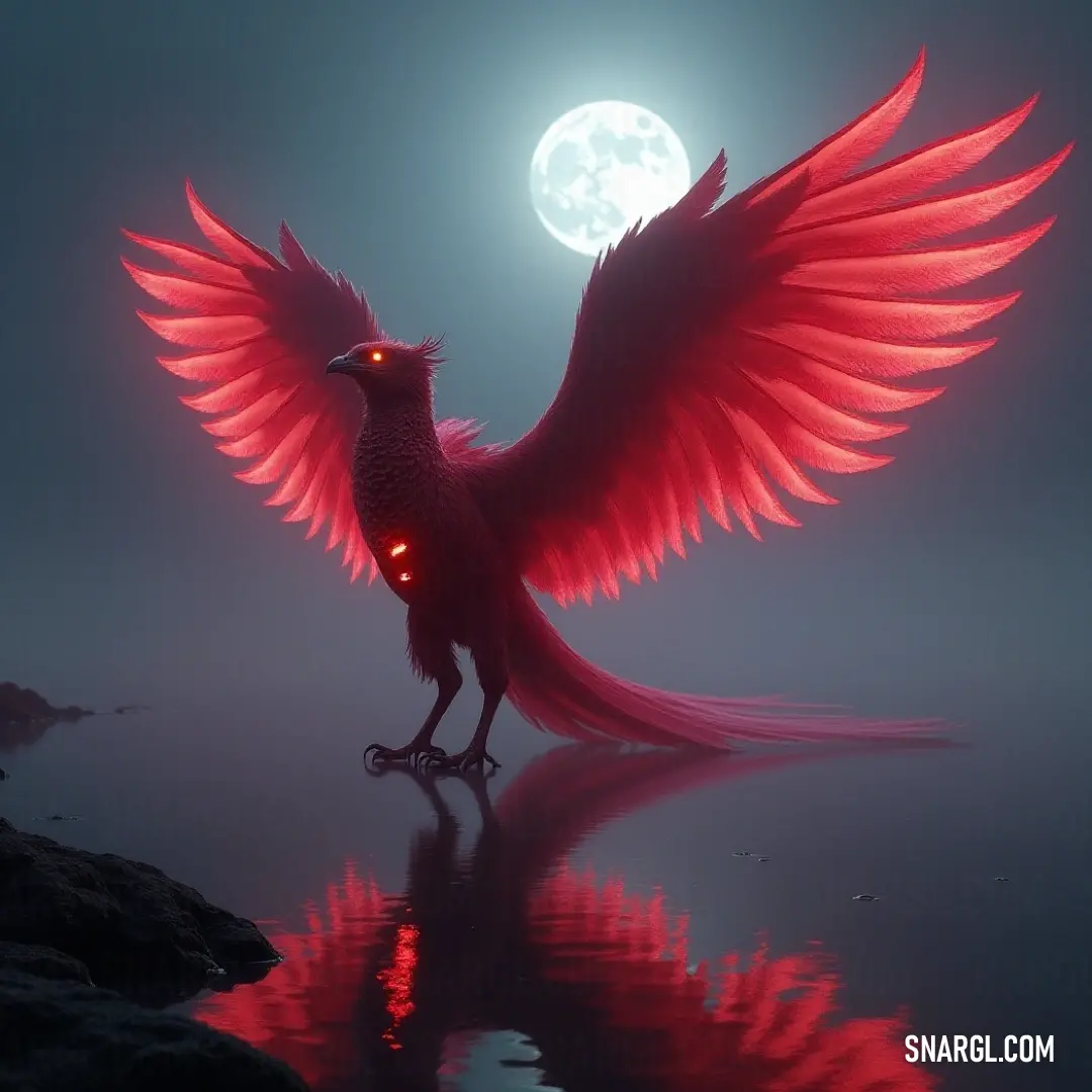 A luminous Windfeather glows majestically in the dark night sky beneath the full moon. In the tranquil embrace of a starry night, the Windfeather unfurls its radiant wings, shimmering under the light of a full moon, creating an ethereal connection between the creature and the enchanting night sky.