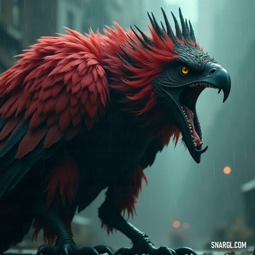 The captivating Red and Black Wingflare opens its mouth wide, revealing its striking features and vivid colors, embodying the beauty and intrigue of avian wonders in its natural habitat. With its mouth agape, the striking Red and Black Wingflare commands attention, showcasing an alluring blend of colors. This mesmerizing avian creature captures the essence of nature's artistry, radiating an air of mystery that leaves observers in awe.