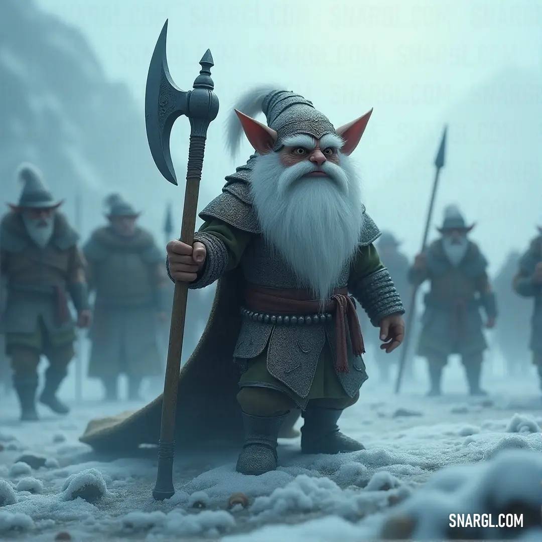 A group of adventurous figures in costumes, each holding an axe, come together for a bold and exciting gathering. A group of figures dressed in elaborate costumes and holding axes stand together, showcasing their unique personalities and ready for an adventure in this striking scene.
