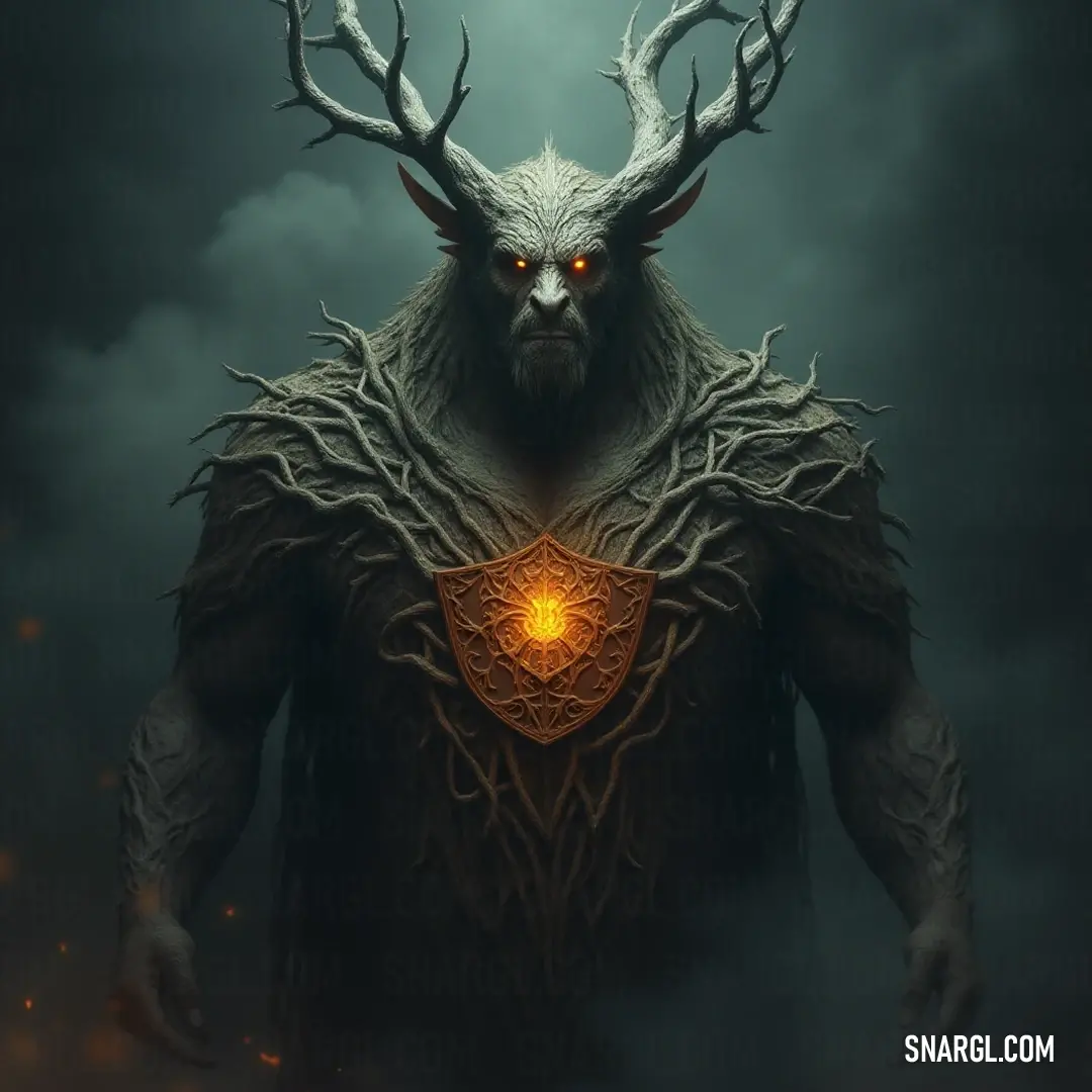 The powerful Wooden Warden, with its majestic horns and a bright yellow eye, stands among the darkened forest, glowing warmly from its chest, serving as a beacon of strength and guidance to those lost in the wilderness. A formidable Wooden Warden, donning impressive horns and a radiant yellow glowing eye, emerges from the shadows of a dark forest, where a warm light radiates from its chest, offering a glimpse of hope in the wilderness.