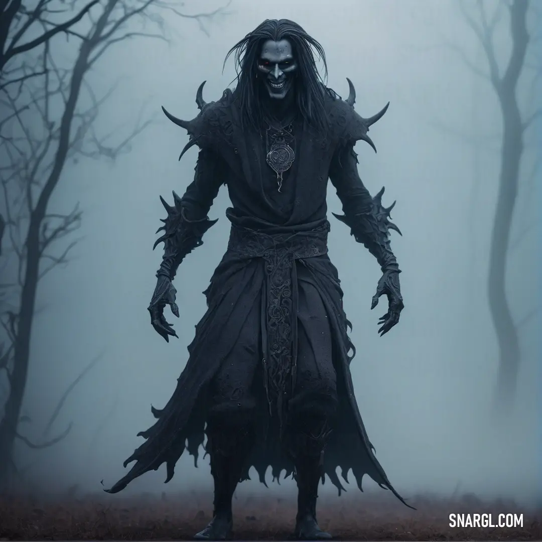 Wraith dressed in black with horns and a skull on his face and hands