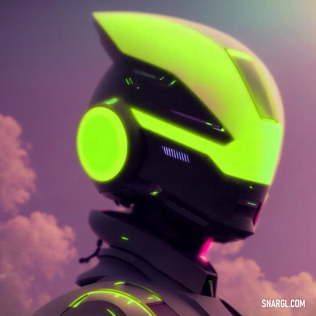 Futuristic looking robot with a green light on its face and head