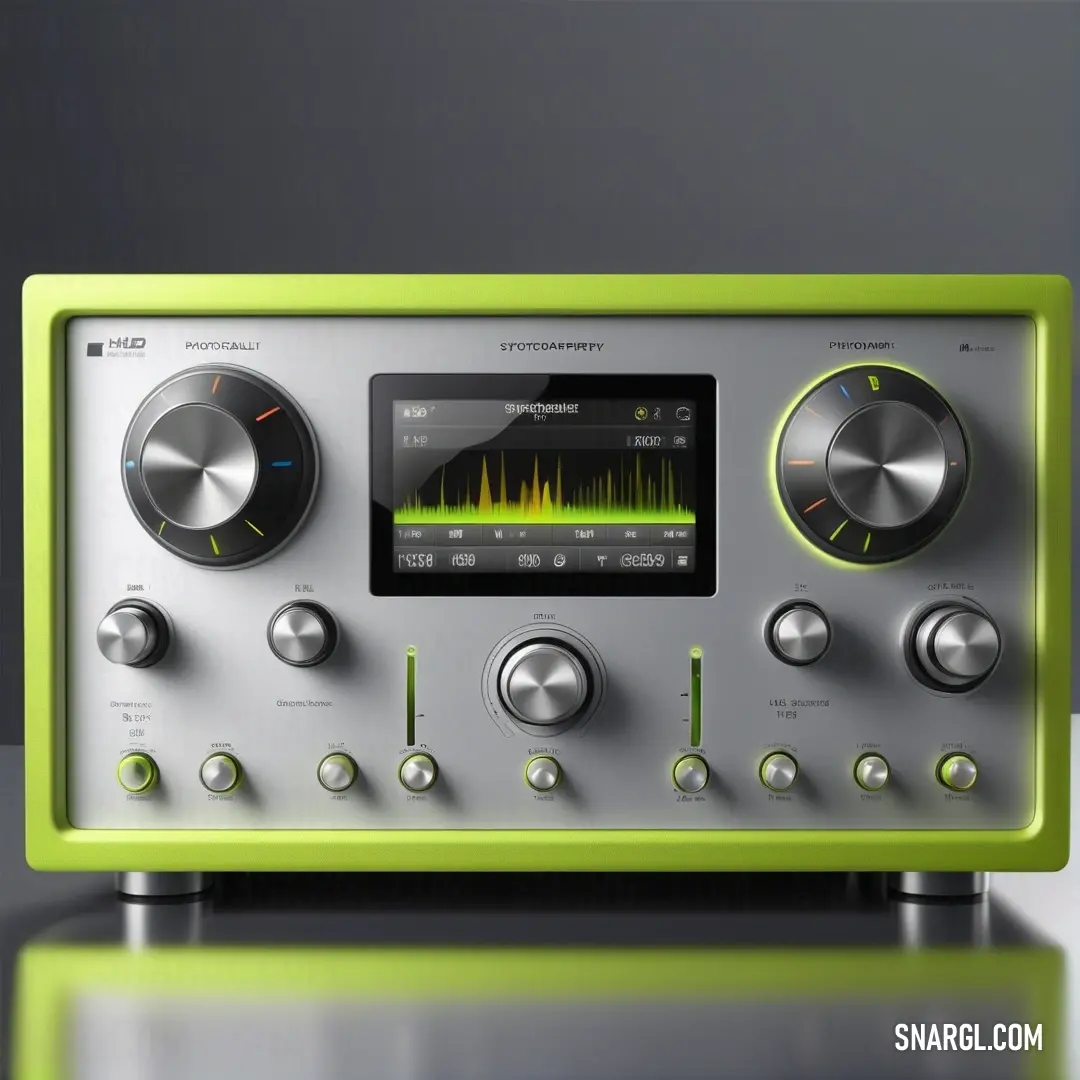 Radio with a green frame and a white background. Color #9ACD32.