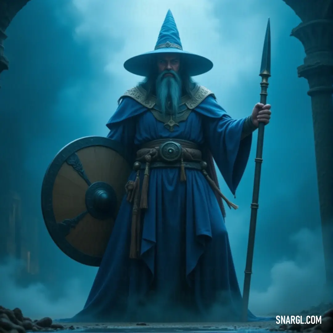 In a land draped in darkness, a wizard stands resolute with sword and shield, his long beard flowing as he prepares for the trials that await in the deep shadows. A formidable wizard with a long white beard and ancient attire grips his sword and shield tightly, his eyes fixed ahead. The shadows of a darkened world loom in the background, ready to challenge his might and wisdom.