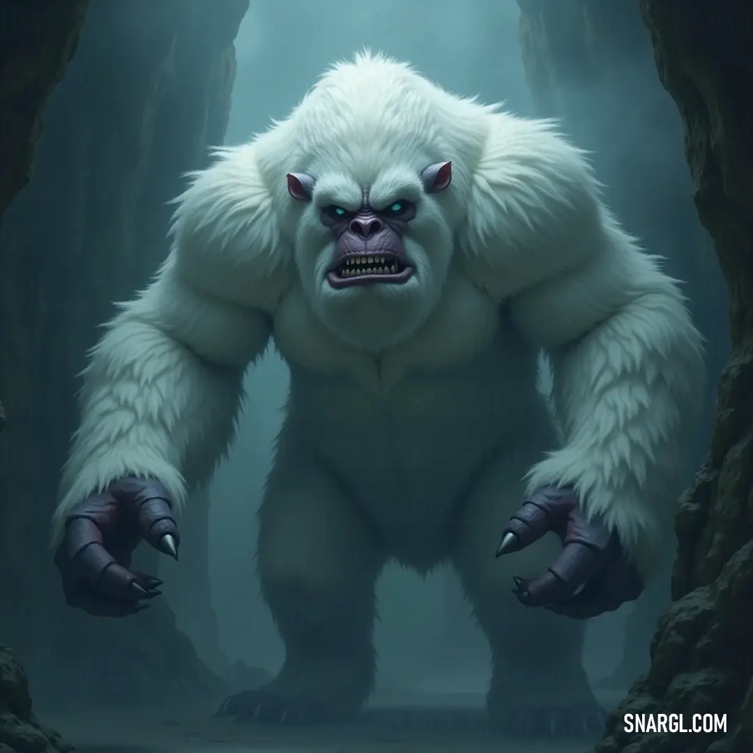 Fearsome Yeti Lord exuding strength and primal energy, a striking figure that dominates the icy landscape with its raw power and mystique. A powerful Yeti Lord, adorned with fierce teeth and formidable claws, stands stoically, a commanding presence that embodies the untamed strength of the mountainous wilderness.
