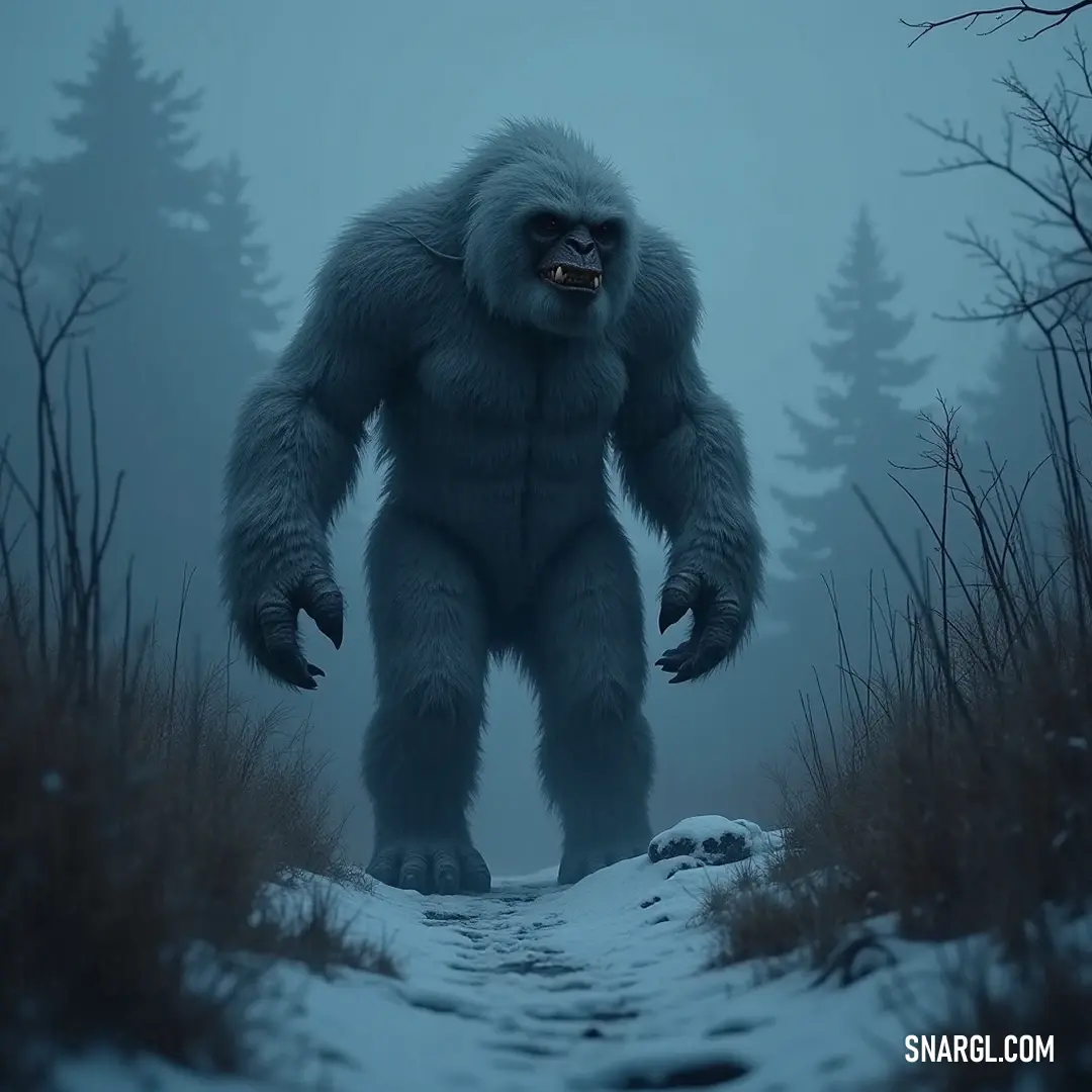 Beneath the enchanting glow of a full moon, the furry Yeti Terror finds himself in a peaceful snowy forest, a captivating sight that encapsulates the magic of winter nights, shadowed by whispers of the night and sparkle of snow. In a tranquil snowy forest under a luminous full moon, the furry Yeti Terror stands watchfully, enveloped in soft snowflakes and moonlight, casting a whimsical glow over the serene winter landscape, filled with mystery and beauty.