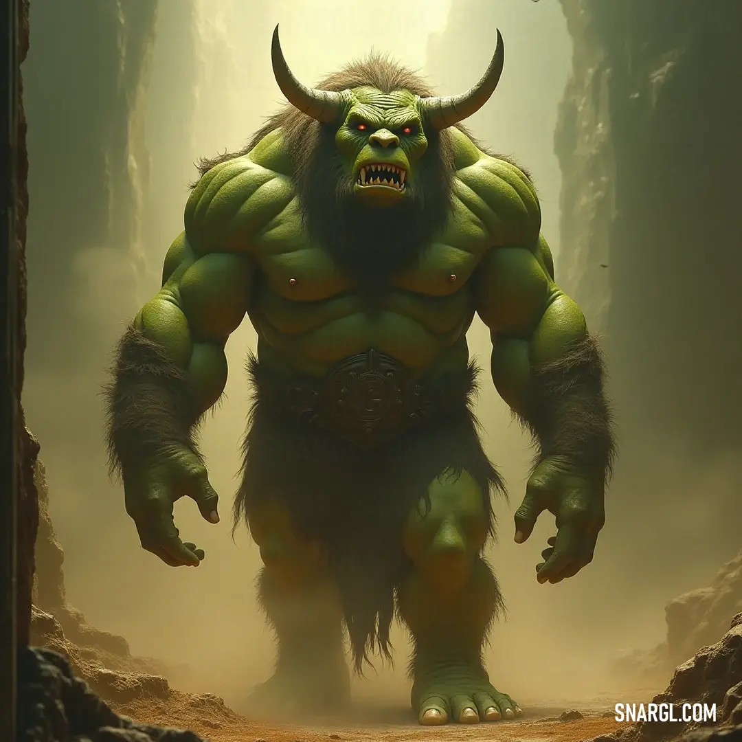 A vivid painting features a Ygor with majestic horns and an oversized head, showcasing a dreamlike quality that invites the viewer into a fantastical realm of myth and lore.