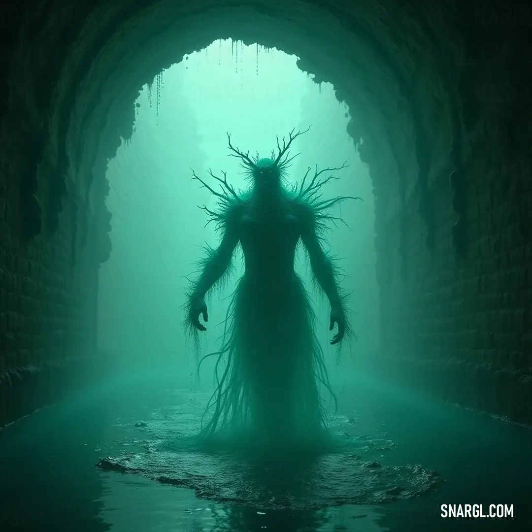 An eerie figure shrouded in shadows stands in a dimly lit tunnel, surrounded by the chilling allure of dark waters and ancient echoes, embodying the fears that lurk within the depths of our minds. A haunting figure looms within a shadowy tunnel, standing with an unsettling presence above murky water and crumbling stones, evoking feelings of trepidation and intrigue as the darkness whispers forgotten secrets.