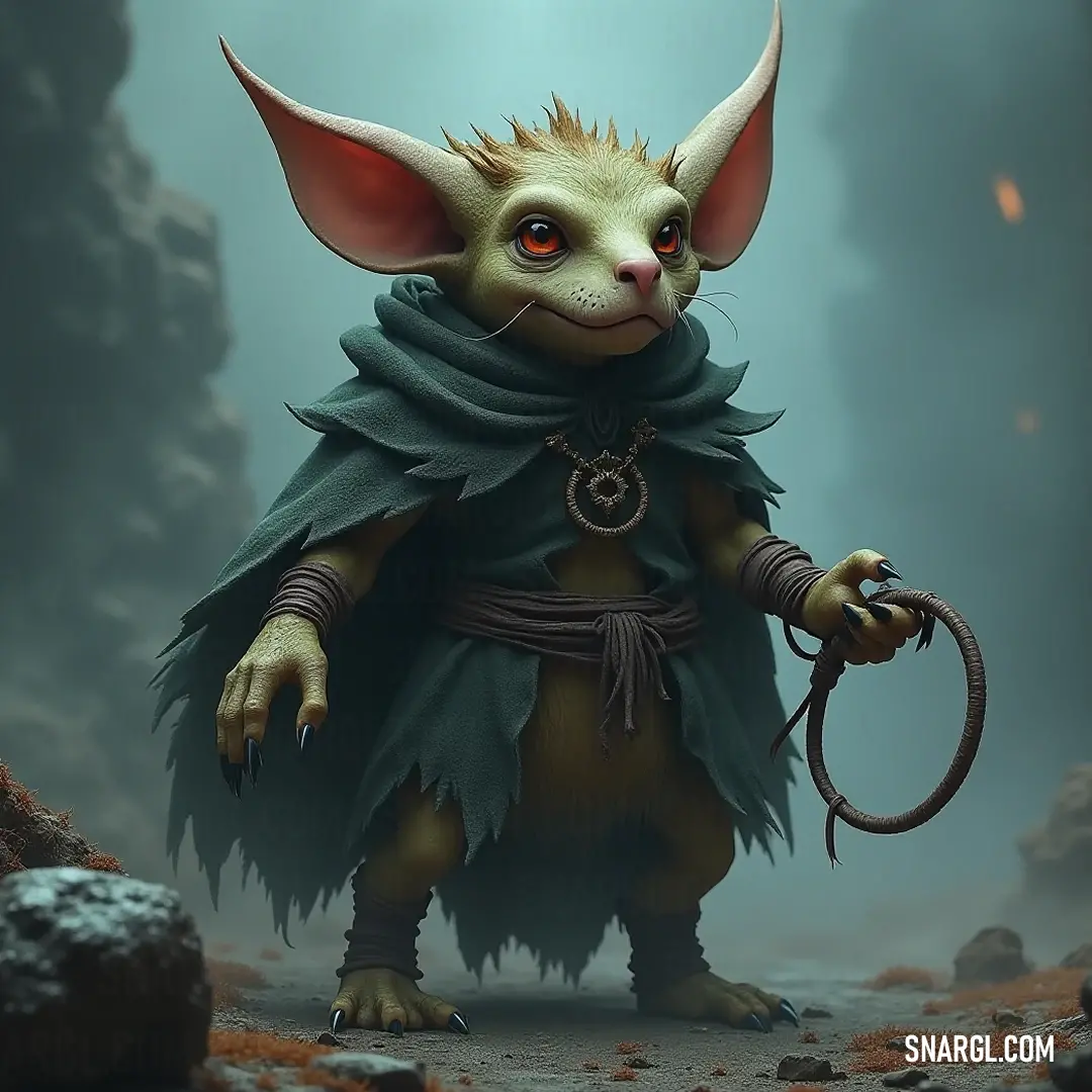 Zarr: The Charismatic Traveler of the Enchanted Path Zarr, a captivating figure with bold horns and a flowing cape, traverses a forest path adorned with rocks and rich plant life, merging effortlessly with the enchanting landscape brimming with adventure and mystery.