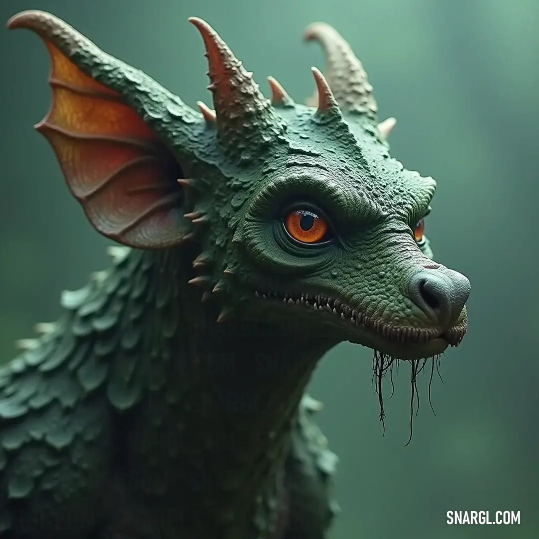 An awe-inspiring Green Zarr with glistening orange eyes and a tail adorned with sharp spikes commands attention, displaying his fierce nature in a wild realm of untamed beauty.