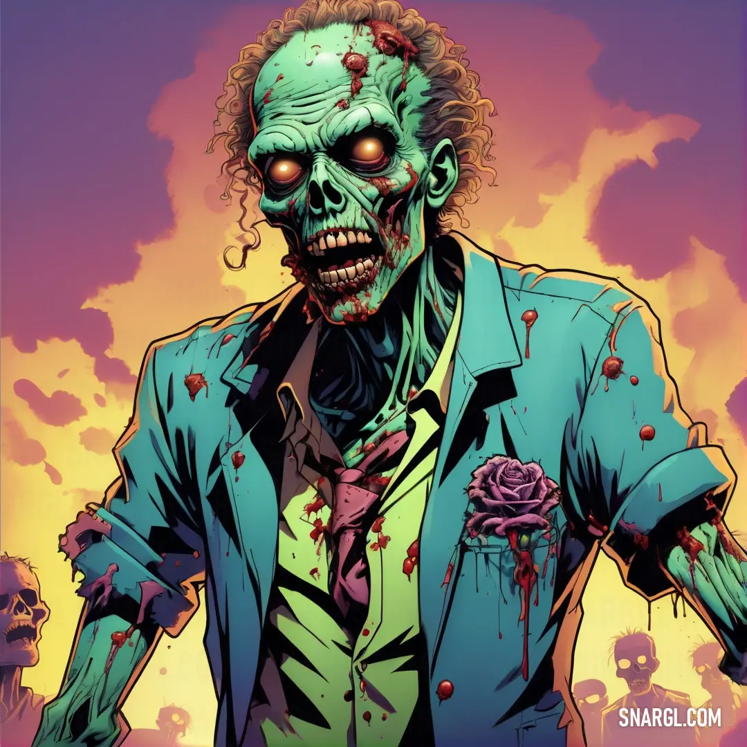 Zombie male Zombie with a tie and a rose in his hand