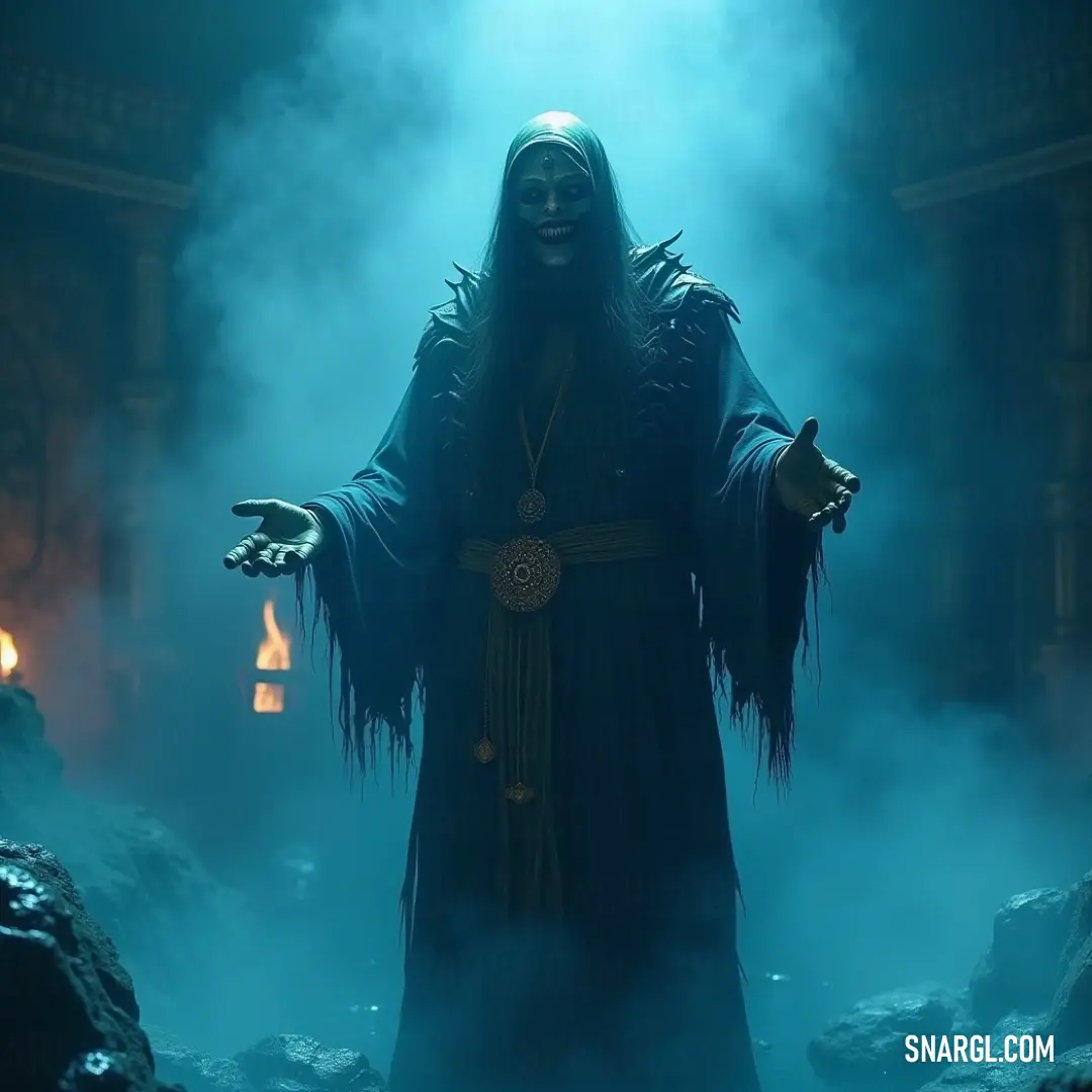 Zomboid in costume with a candle standing in a foggy room. A mysterious Zomboid in elaborate costume stands within a fog-laden chamber. Holding a candle, its mask obscures its identity, evoking intrigue in a world veiled in shadows and whispers of the past.